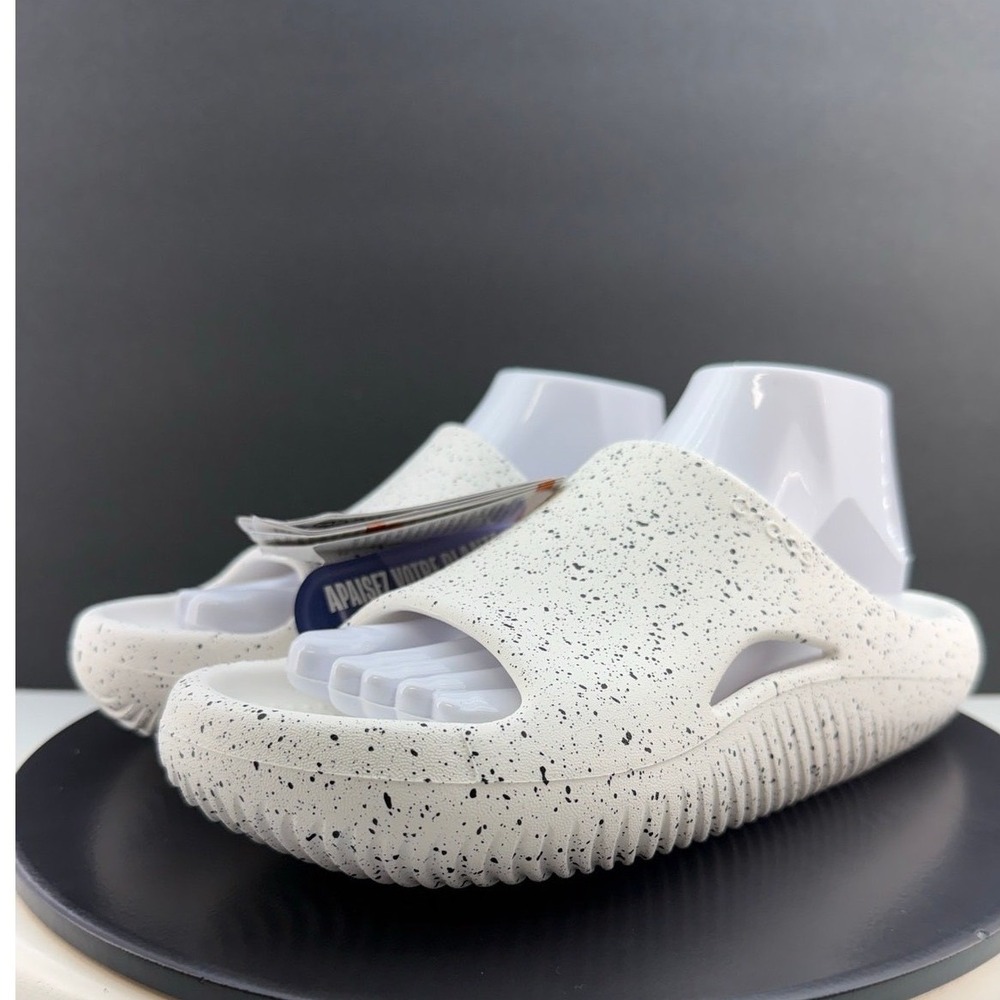 Crocs Mellow Recovery Speckle Slides Mens Size 8 White Slip On Comfort Sandals